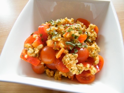 Millet salad with peppers and tomatoes